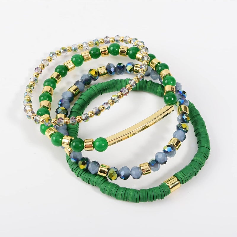 Aigrnc Boho Beaded Stretch Bracelets For Women Stackable Crystal Gold Plated Beaded Bracelets Set Trendy Handmade Friendship Braeclet Jewelry Gifts - Image 3